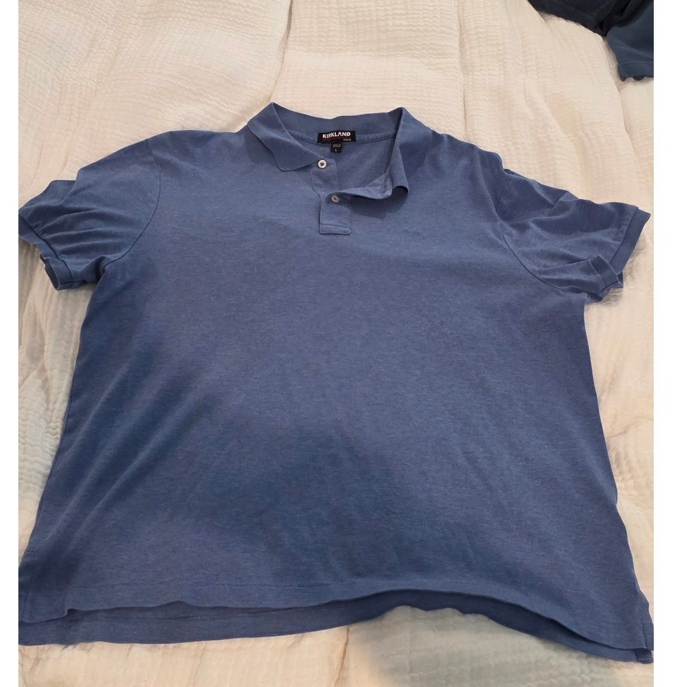 Kirkland Signature Men Blue Short Sleeve Polo Shirt Size L